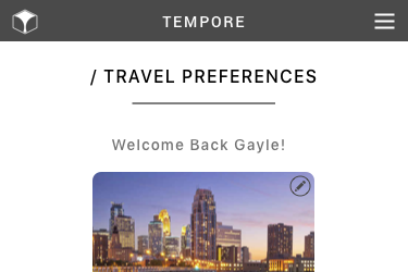 Tempore _ Travel Profile Screen