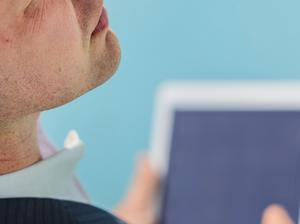 Caucasian businessman using digital tablet