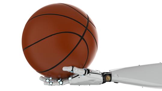 robot holding basketball