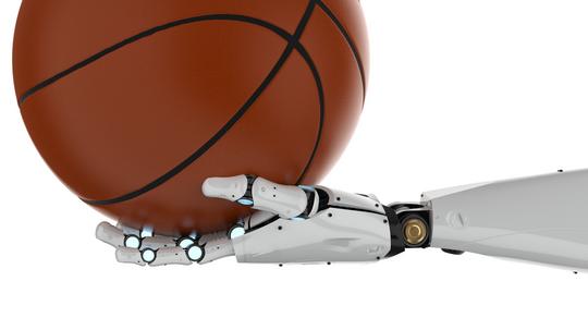 robot holding basketball