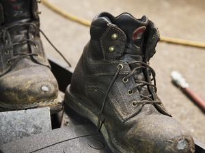 Close up of work boots