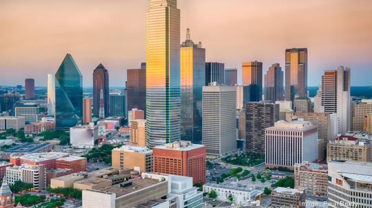 Dallas City Skyline Sunset