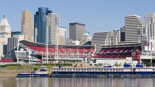 Cincinnati Riverfront Skyline with Great American Ballpark