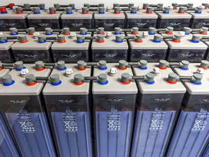 Rows of high capacity lead batteries