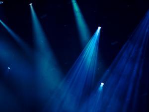 Low Angle View Of Blue Illuminated Lighting Equipment