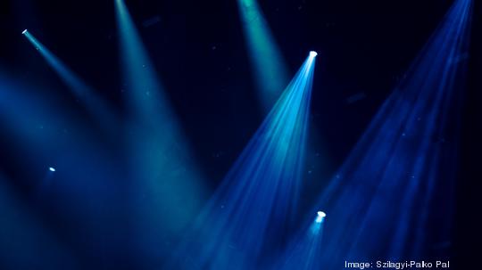 Low Angle View Of Blue Illuminated Lighting Equipment