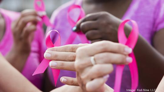 Multi-ethnic women with breast cancer awareness ribbons