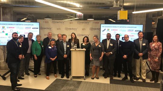 Advanced Mobility Initiative Partners and CTA's Dorval Carter at AMI Launch in April 2019