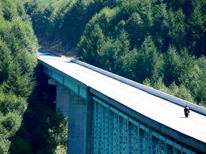 Motorcyle Crossing Bridge