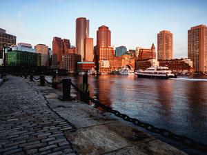 Boston harbor at sunrise