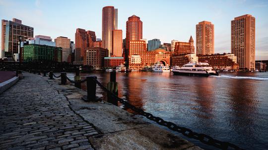 Boston harbor at sunrise