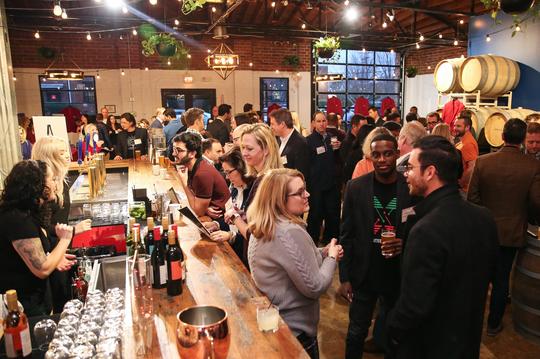 Attendees network at the Charlotte Inno on Fire event on Jan. 23.