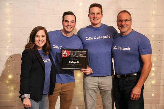 Catapult poses for a photo with their award at the Inno on Fire event.