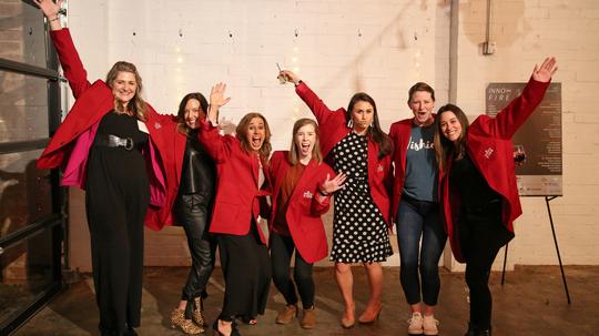 Female blazer award winners pose at the Inno on Fire event.