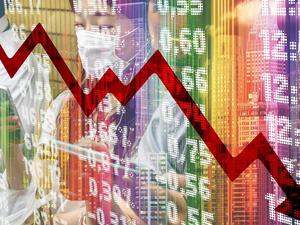 stock exchange downward trend face mask