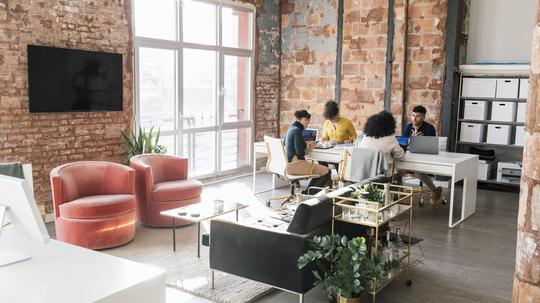 Colleagues working in a modern office