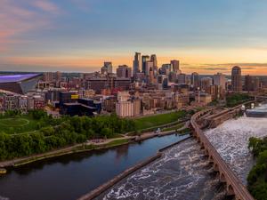 Minneapolis From Above at Sunset