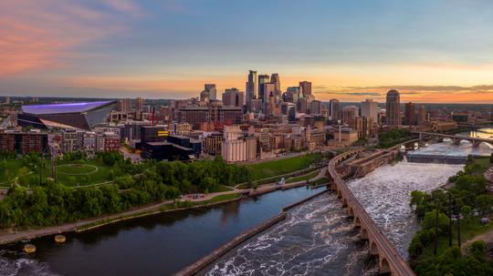 Minneapolis From Above at Sunset