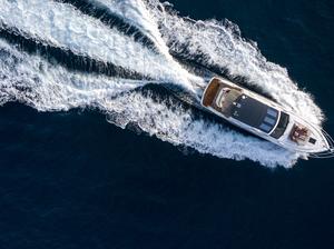 Aerial of a luxury motor yacht