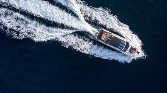 Aerial of a luxury motor yacht