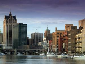 Downtown Milwaukee and Milwaukee River, Wisconsin