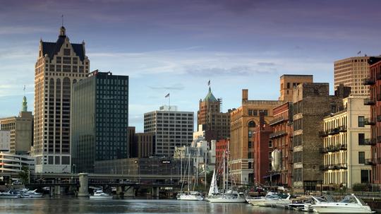 Downtown Milwaukee and Milwaukee River, Wisconsin