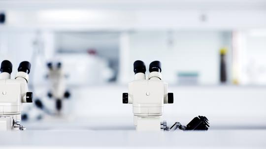 Two microscopes in a laboratory