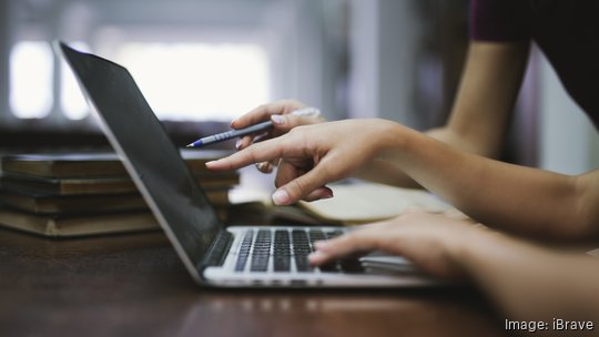 Two young women working and used computer, working concept.