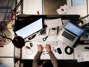 Entrepreneur working late on his computer