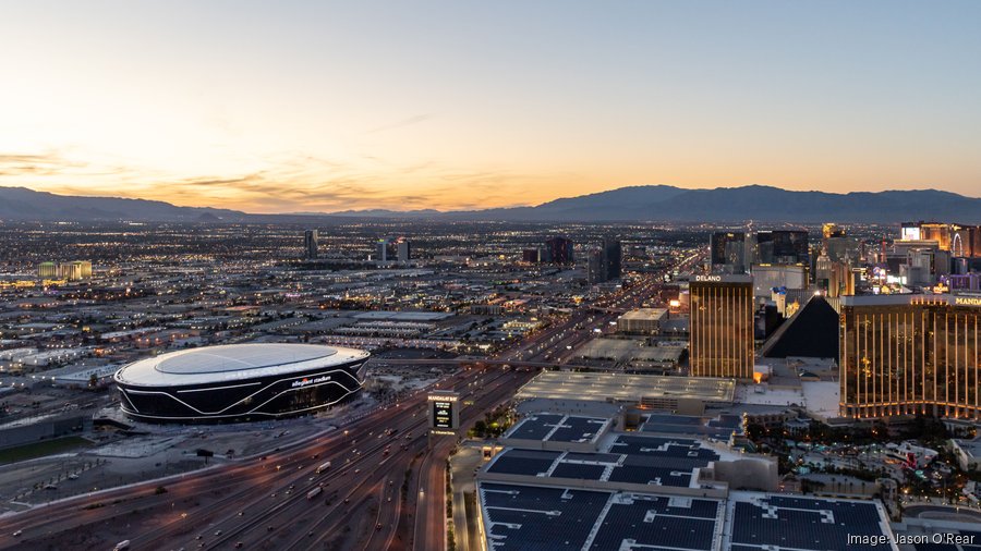 : Allegiant Stadium Las Vegas at Sunset Inside With