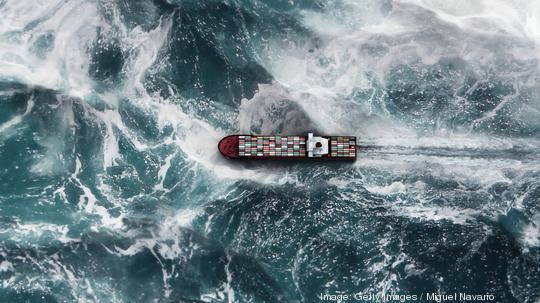 Container ship on the sea