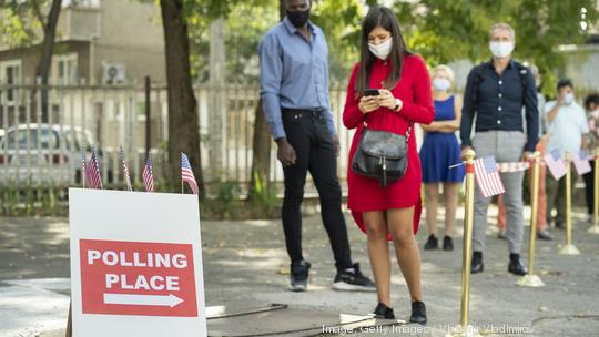 Waiting in line on Election Day