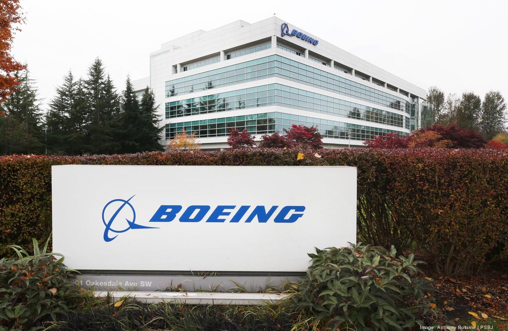 Boeing signage outside its former commercial-airplanes headquarters in Renton