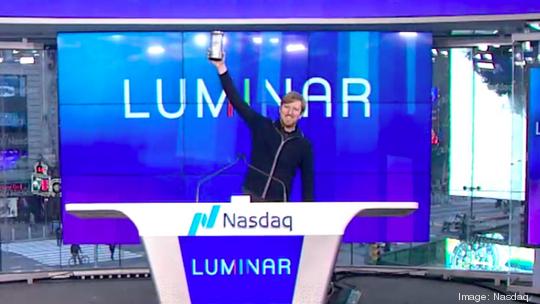 Luminar CEO Austin Russell at Nasdaq bell ringing