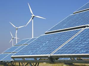 Solar panels and wind turbines