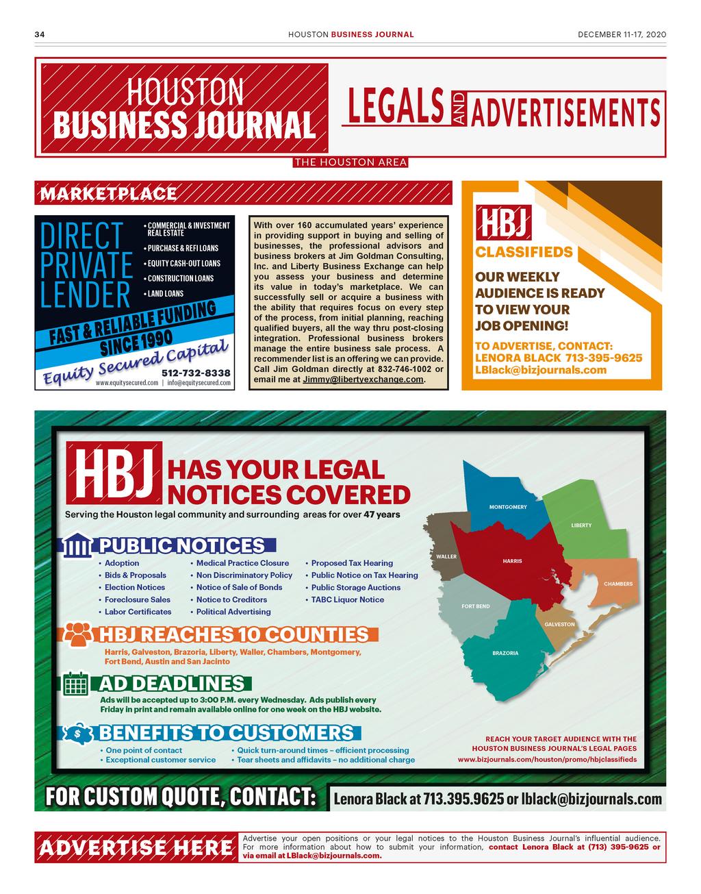 Houston Business Journal Classifieds 12-11-20