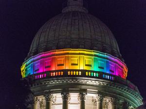 Rainbow Lighting at RI State House