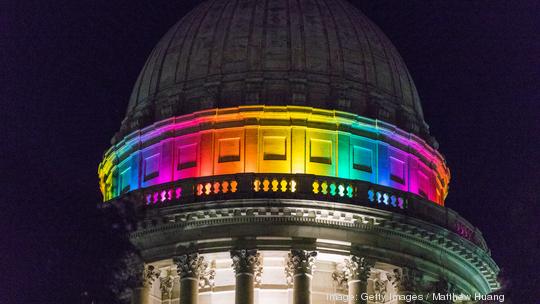 Rainbow Lighting at RI State House