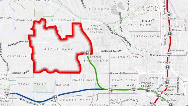 Grove Park is a large neighborhood on the west side of Atlanta that borders the Bankhead MARTA station and the planned Westside Park, the largest public greenspace in the city. Microsoft Corp. is putting its new 90-acre campus in Grove Park.