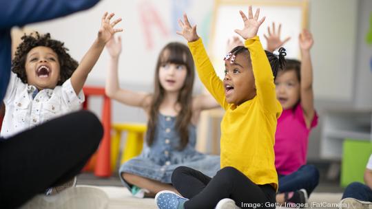 Multi-ethnic group of preschool students in class