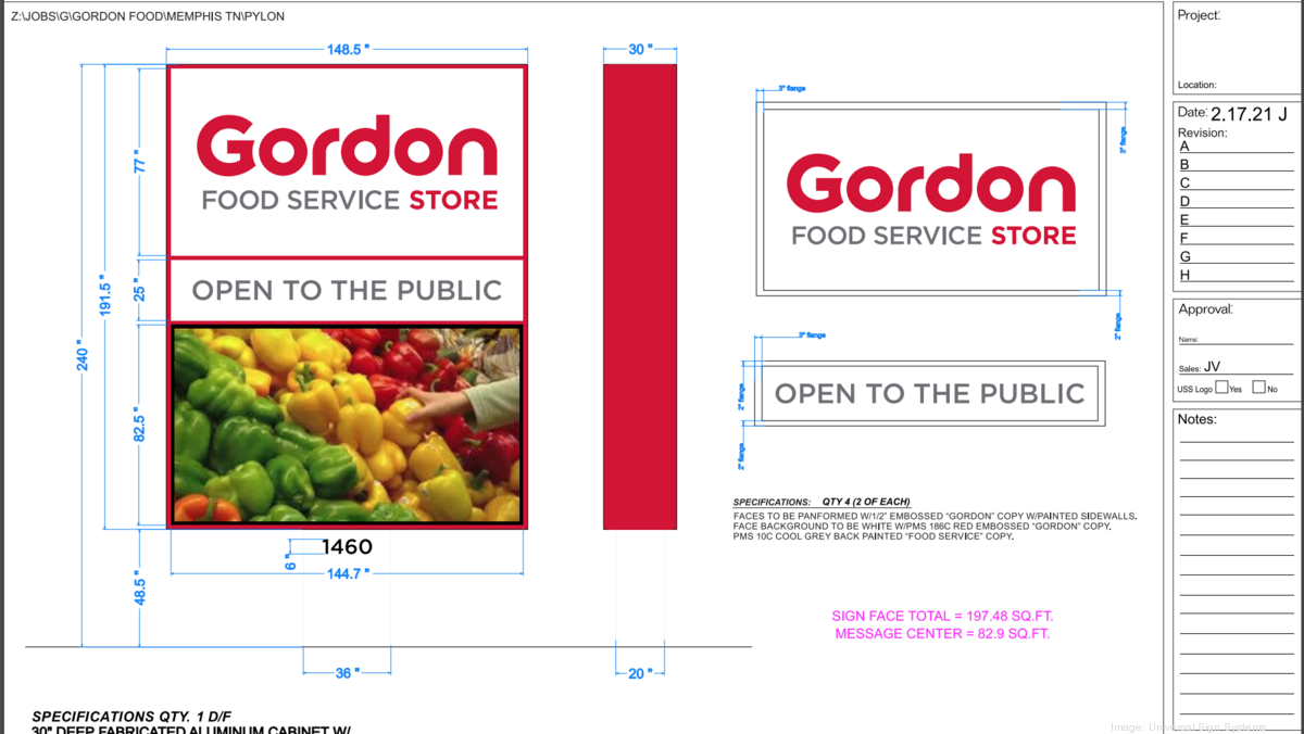Gordon Food Service en route to Midtown, signage application shows