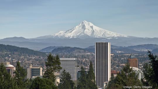 Mount Hood View with Portland Downtown Skyline