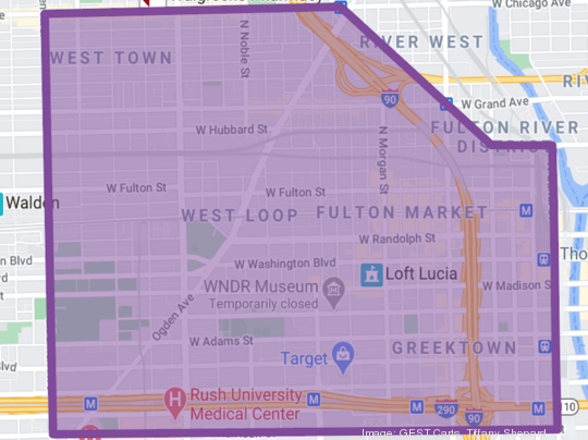 Map of GEST Carts Near West Side route