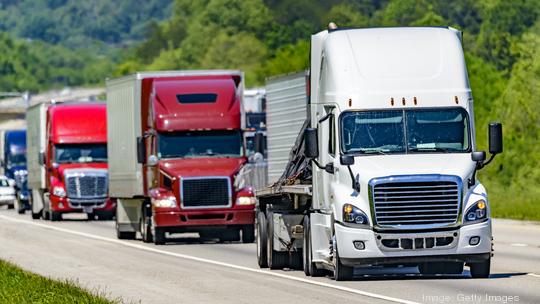 Heavy Truck Traffic On Interstate Highway