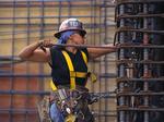 Woman Working with Rebar construction workers