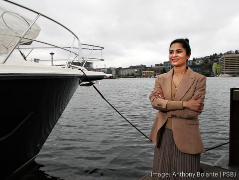 Rathna Sharad of Flavorcloud is pictured at Chandler's Cove on South Lake Union waterfront in Seattle
