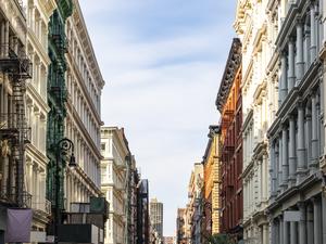 Historic buildings on Greene Street in the SoHo neighborhood of Manhattan in New York City