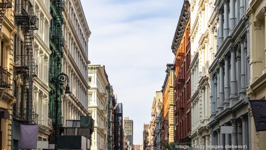 Historic buildings on Greene Street in the SoHo neighborhood of Manhattan in New York City