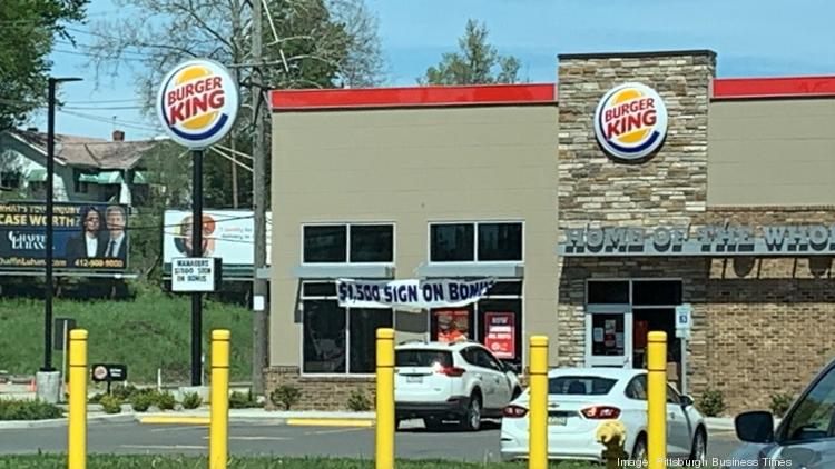 A Burger King location in Washington, Pa. advertising a $1,500 sign-on bonus.