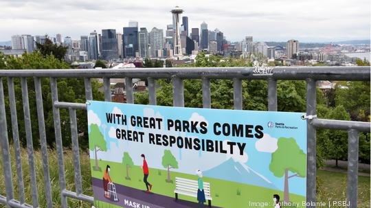 Seattle skyline is seen from Kerry Park atop Queen Anne